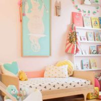 An example of a bright bedroom style for a girl photo