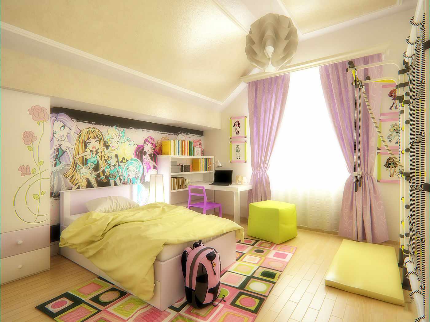 An example of an unusual nursery interior for a girl