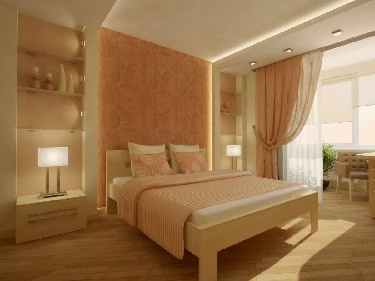 An example of a combination of light peach color in the interior of an apartment