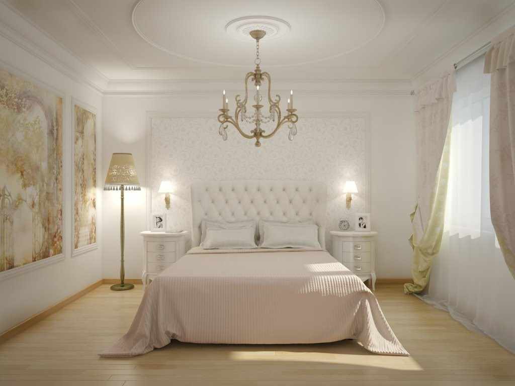 An example of a beautiful decoration of the style of walls in the bedroom