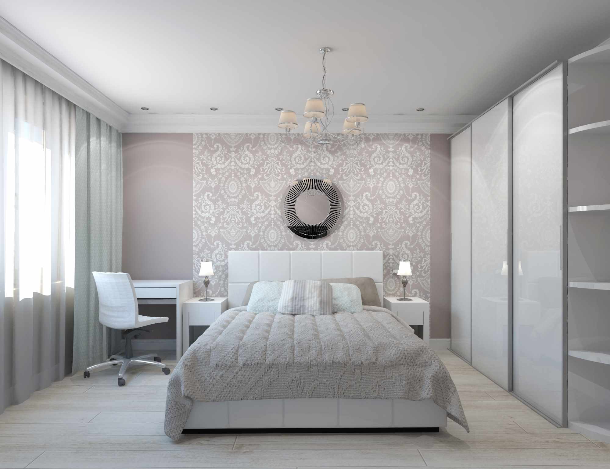 variante di un bellissimo design degli interni della camera da letto