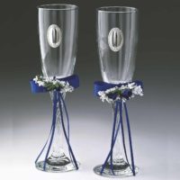 variant of bright decoration of the style of wedding glasses photo