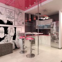 the idea of ​​an unusual interior room in the style of pop art photo