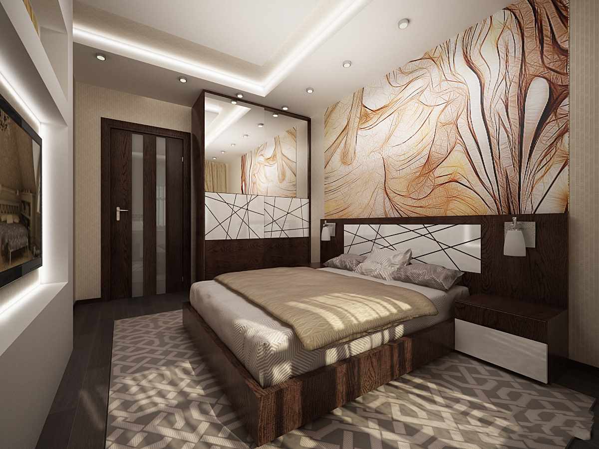 Un esempio di un bellissimo progetto di design della camera da letto