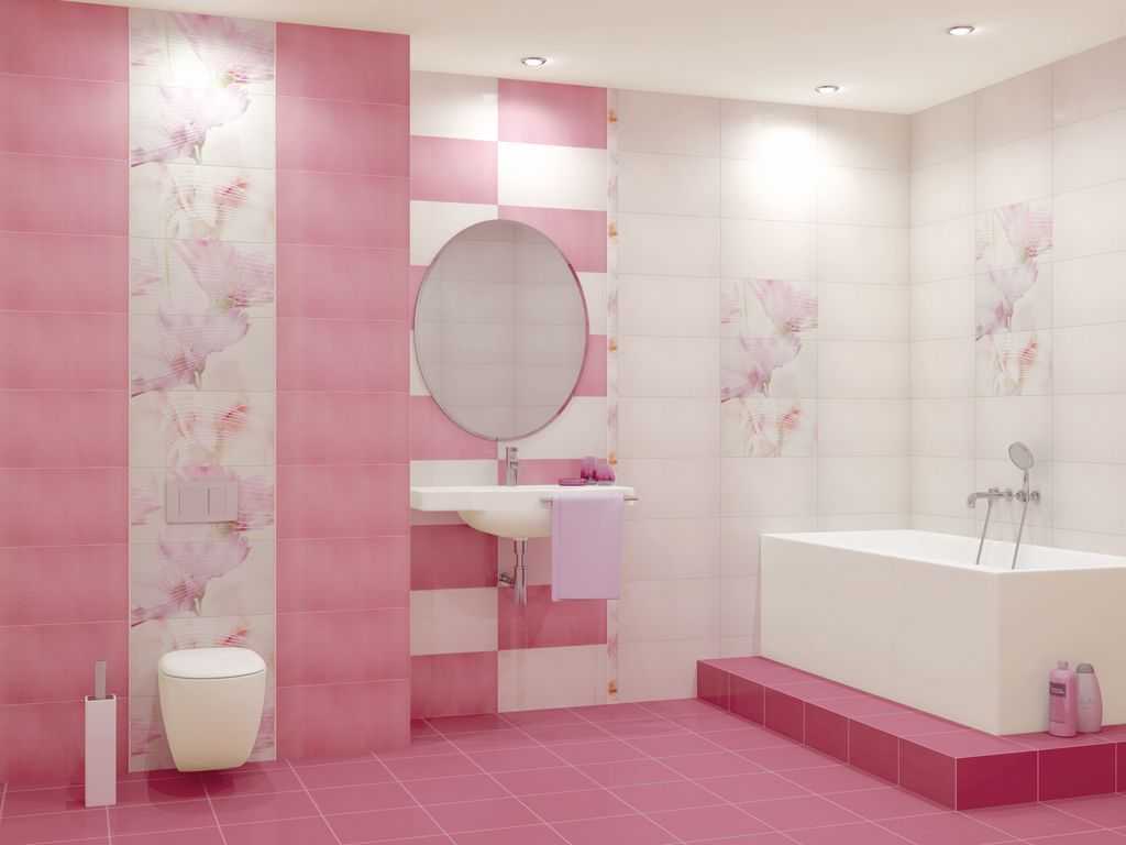 The interior of the combined bathroom in a romantic style