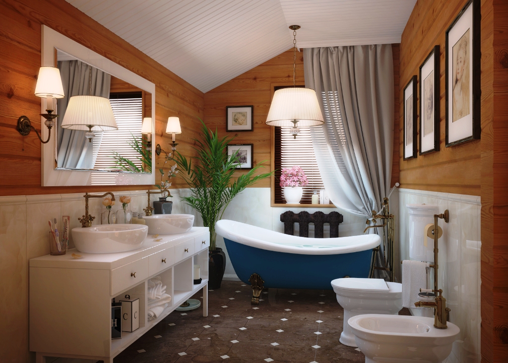 Design of a combined bathroom of a private house