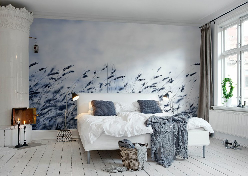 Cool shades on the mural in the bedroom design