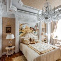 Photowall-paper in an interior of a bedroom in classical style