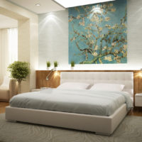 Bedroom in a modern style with murals