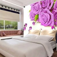 Realistic flowers on the murals bedroom