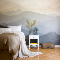 Provence style bedroom with wall murals