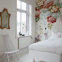 French style bedroom with photo wallpaper