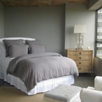 Cozy bedroom in gray tones of 12 sq m