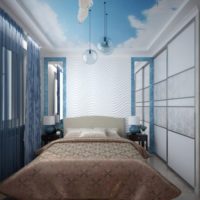 Cream and blue colors in the decor of the bedroom 12 squares