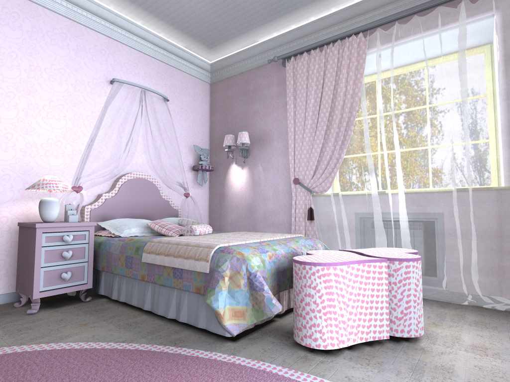 Un esempio di un bellissimo design della camera da letto per una ragazza