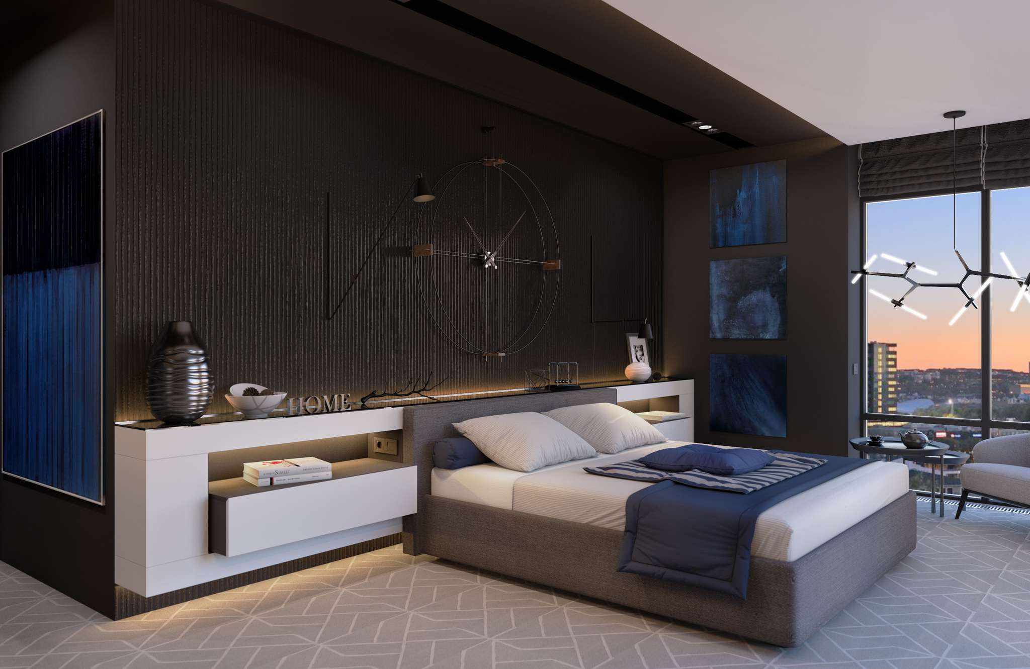 Un esempio di un brillante progetto di design della camera da letto