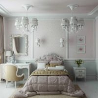 the idea of ​​an unusual design of the wall design in the bedroom picture