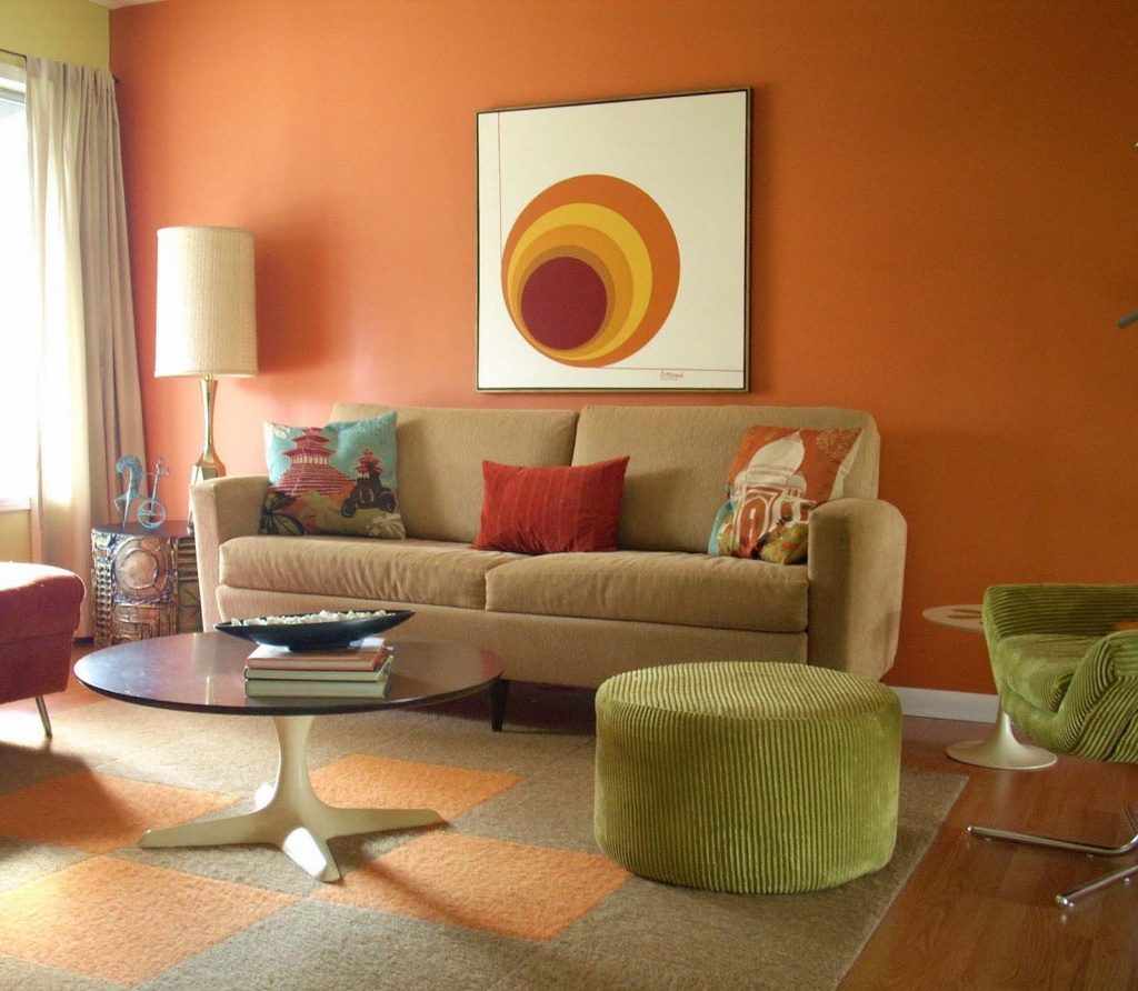 a combination of beautiful peach color in the interior of the apartment