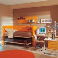 An example of a combination of bright peach color in the decor of an apartment picture