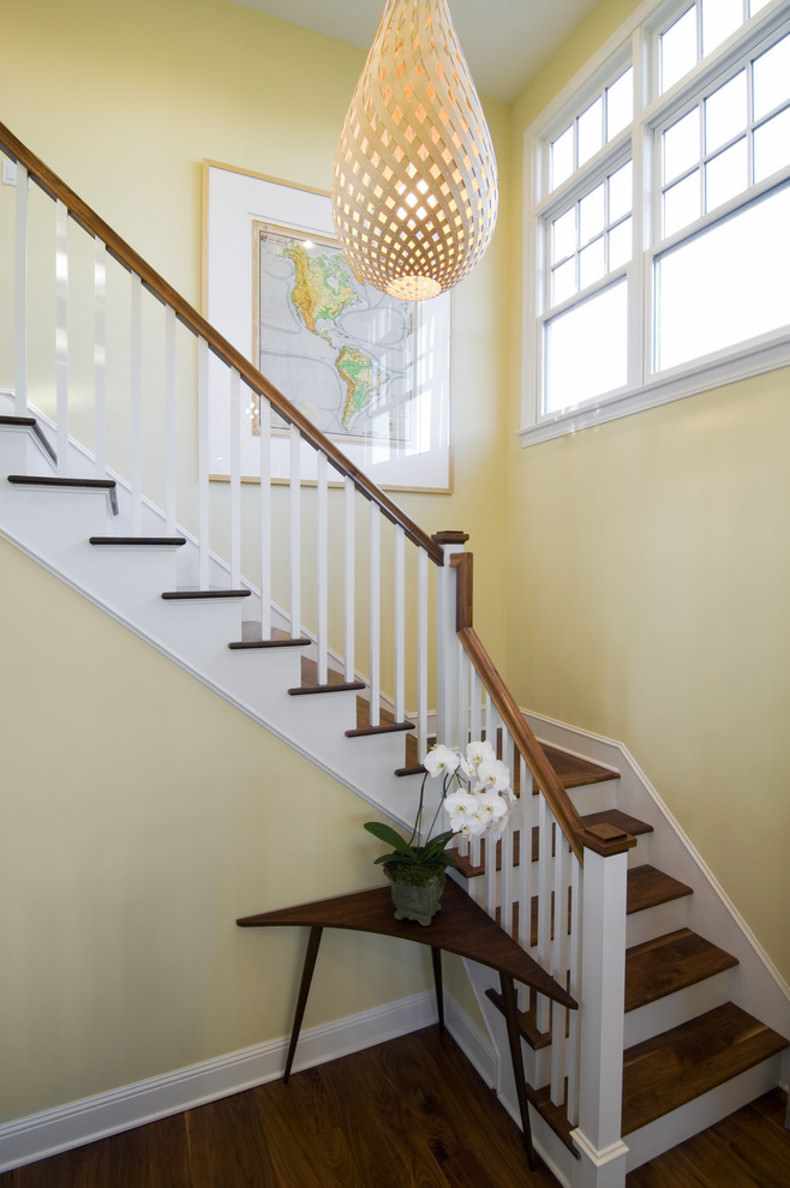 An example of a bright interior staircase in an honest house