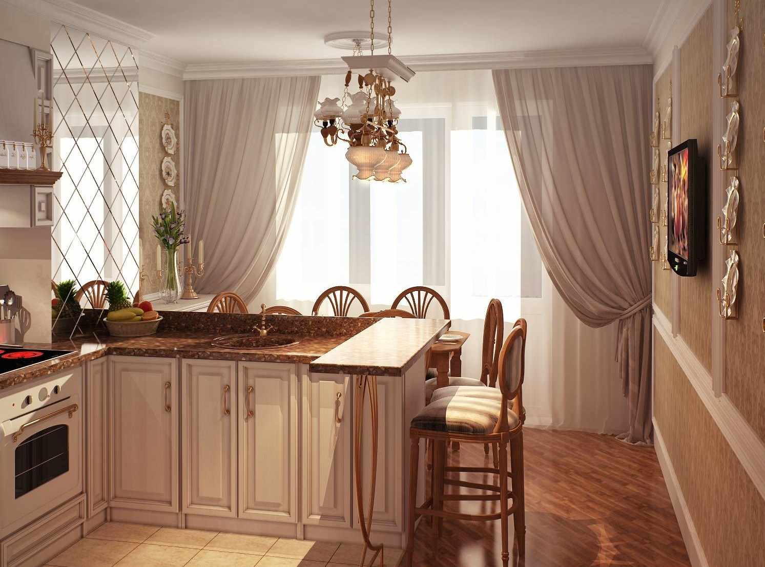 un esempio di uno stile di finestra luminoso in cucina