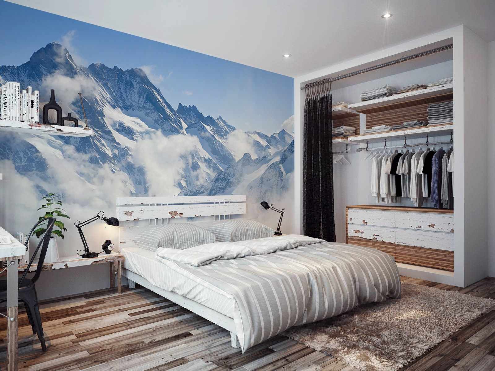 option for unusual design of the walls in the bedroom