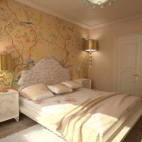 Un esempio di insolita decorazione di decorazioni murali nella foto della camera da letto