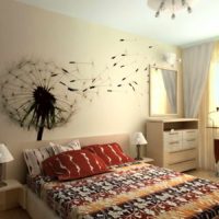 idea di decorazione leggera di decorazioni murali nella foto della camera da letto