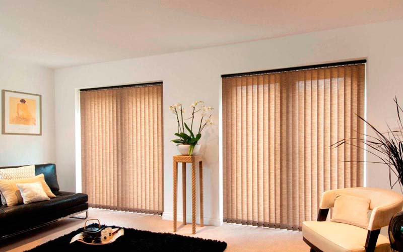 Vertical blinds in the interior of the living room