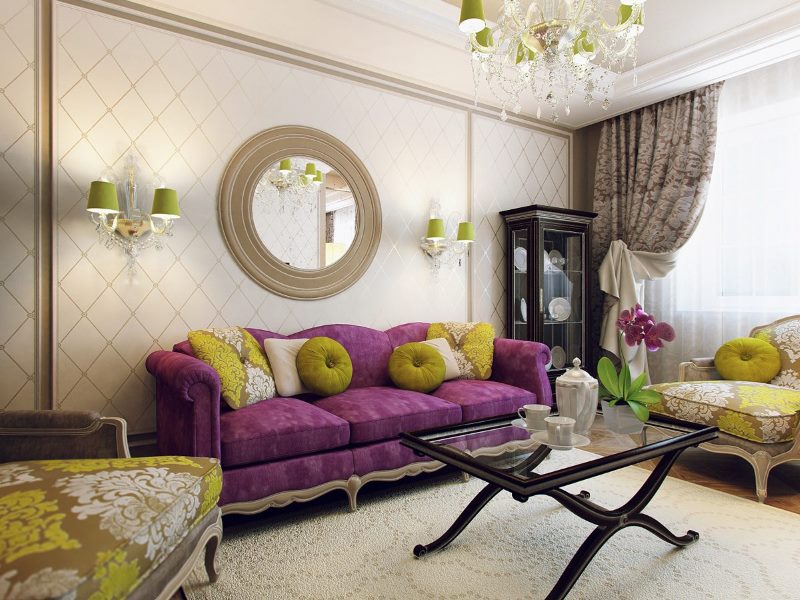 Decorating the wall above the sofa with a mirror