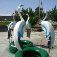 Do-it-yourself decorative tire herons from car tires