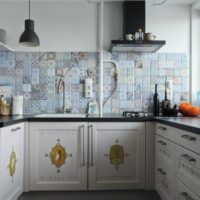 Decoration of facades of kitchen cabinets with stickers