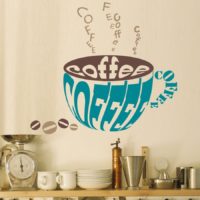 Drawing on the wall of the kitchen in the form of a cup of coffee