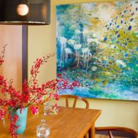 Abstract painting in the decor of the kitchen