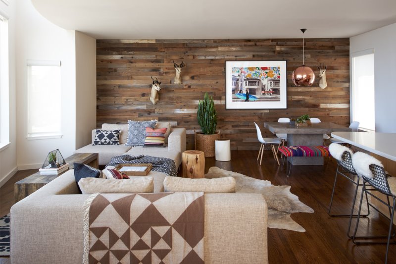 Wood trim in the Scandinavian style living room