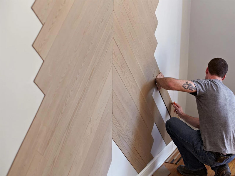 DIY diagonal laying of the laminate on the wall