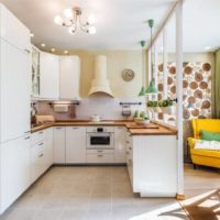 White kitchen with wooden worktop