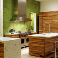 3D wallpaper in the design of kitchen walls