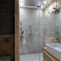Bathroom with shower in a studio apartment series