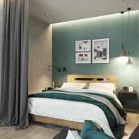 Contrast walls in the design of a studio apartment