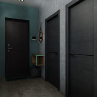 The interior of the hallway in gray tones in a studio apartment