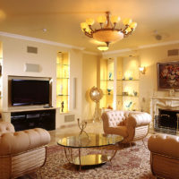 Yellow light in living room lighting design