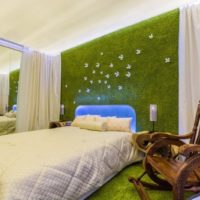Colore verde nel design della camera da letto