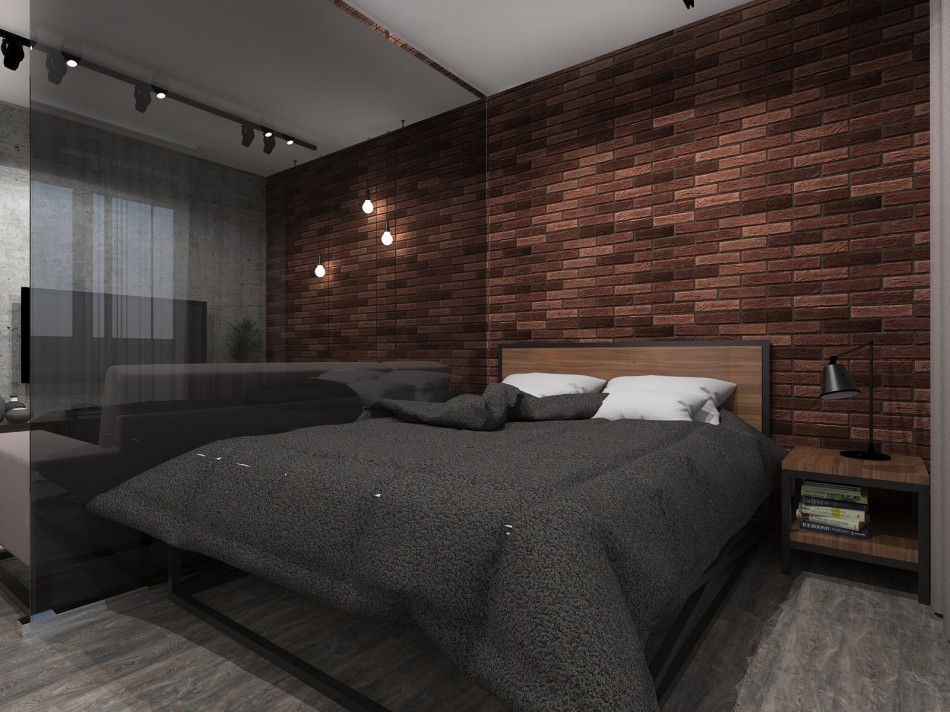 The bedroom area in a studio apartment after redevelopment