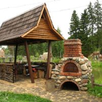 Country style gazebo with oven