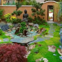 Japanese rock garden in the yard of a country house