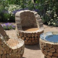 Garden furniture made of tree cuts