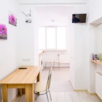 Bright kitchen in a studio apartment