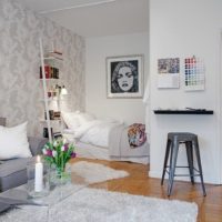 Bedroom in alcove studio apartment