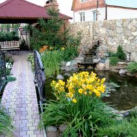 Artificial pond in garden design